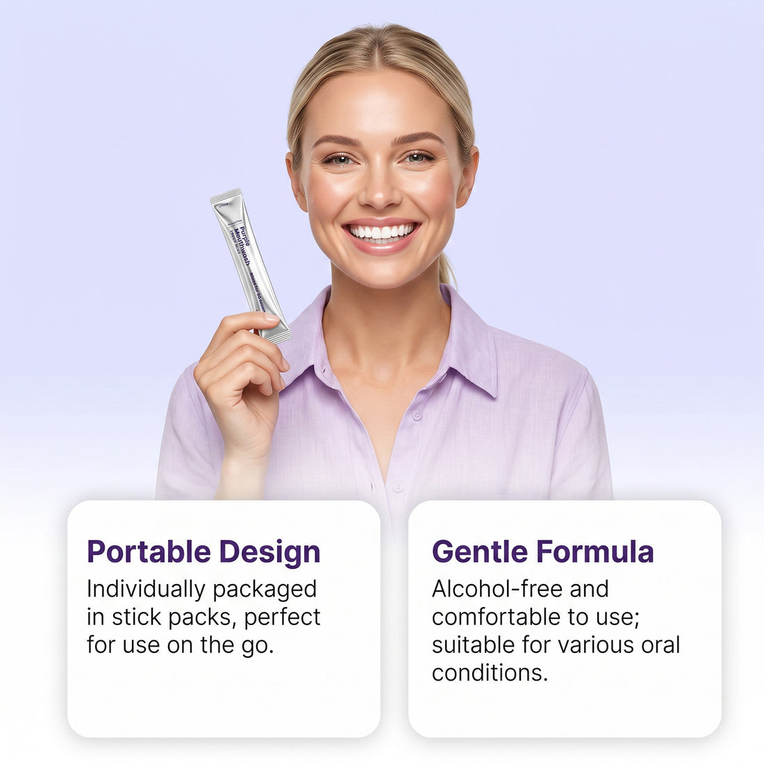 Portable Purple Mint Mouthwash for Fresh Breath