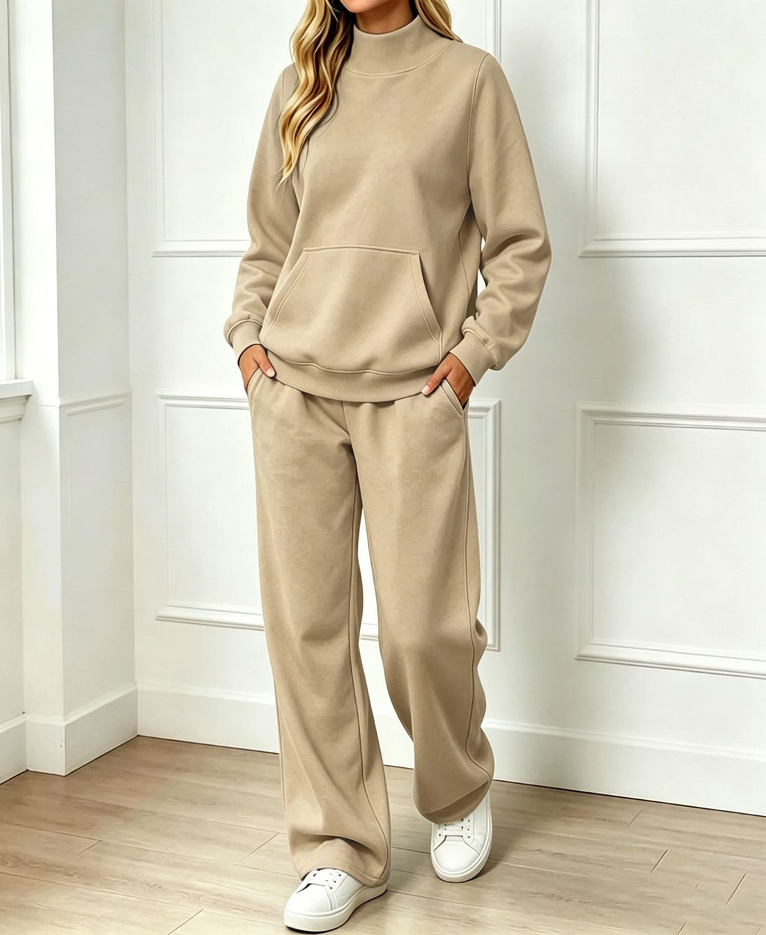 Cozy Fall Winter Mock‑Neck Sweatshirt Set