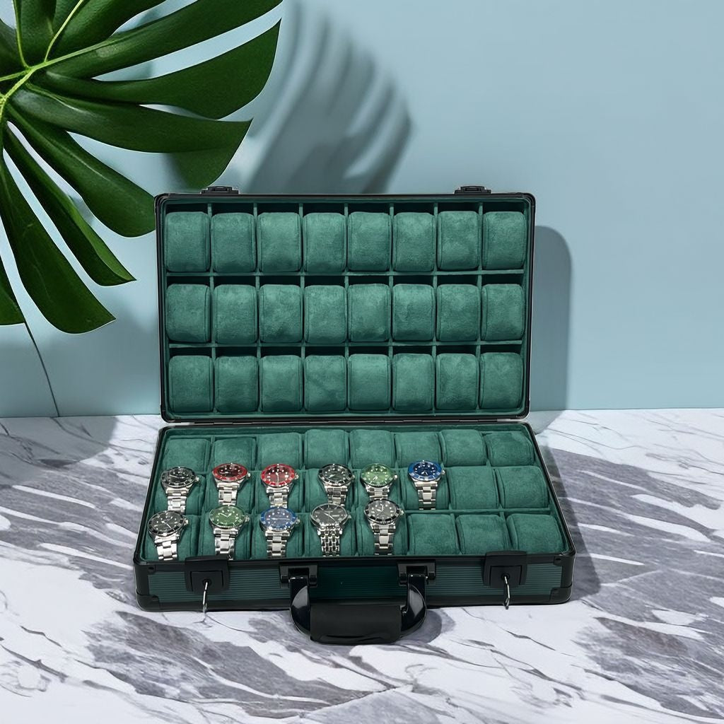 Aluminum Alloy Watch & Jewelry Storage Box – Portable Folding Travel Lunch Box