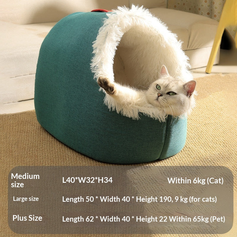 Cozy Compact Folding Picnic Blanket – Warm Cat Bed & House
