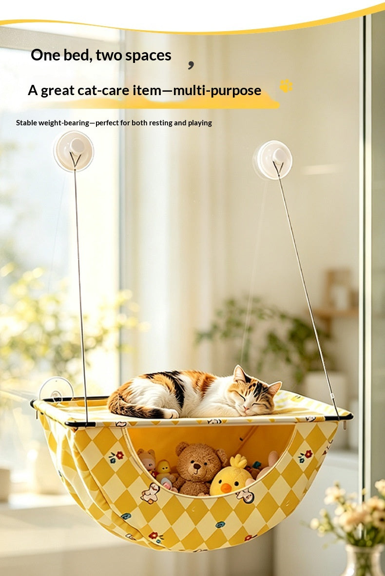 Compact Folding Cat Hammock Window Bed – Suction‑Cup Strong
