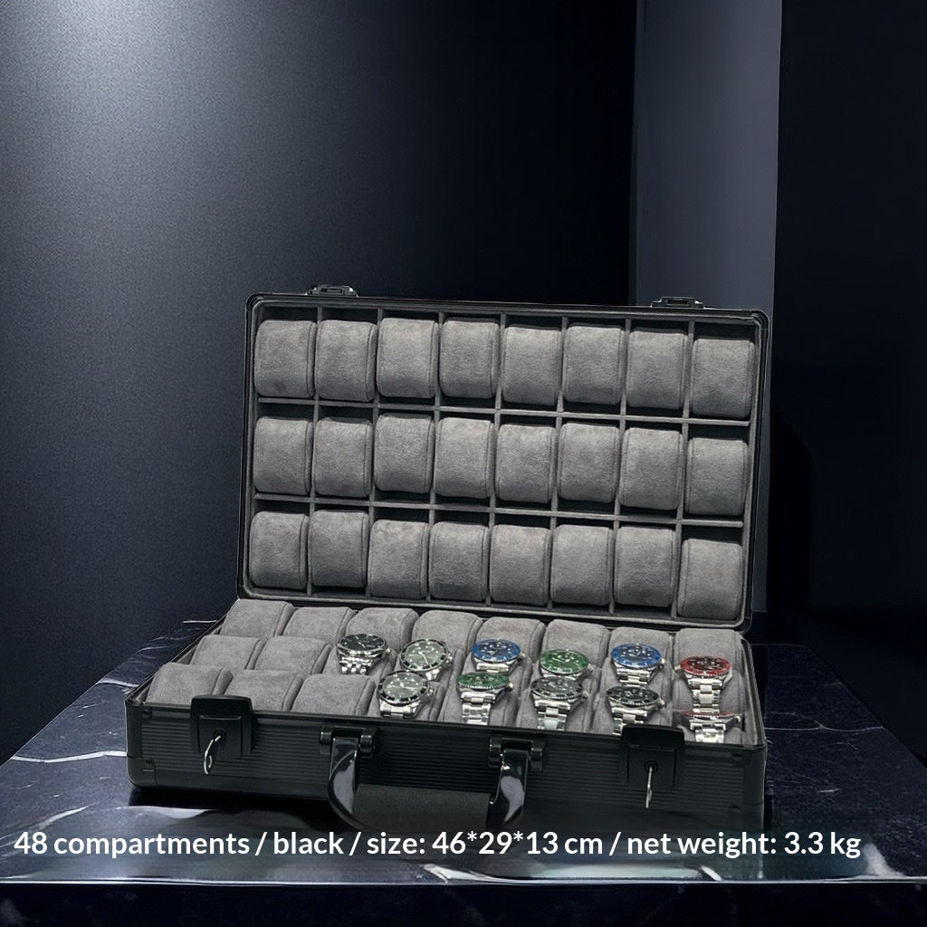 Aluminum Alloy Watch & Jewelry Storage Box – Portable Folding Travel Lunch Box
