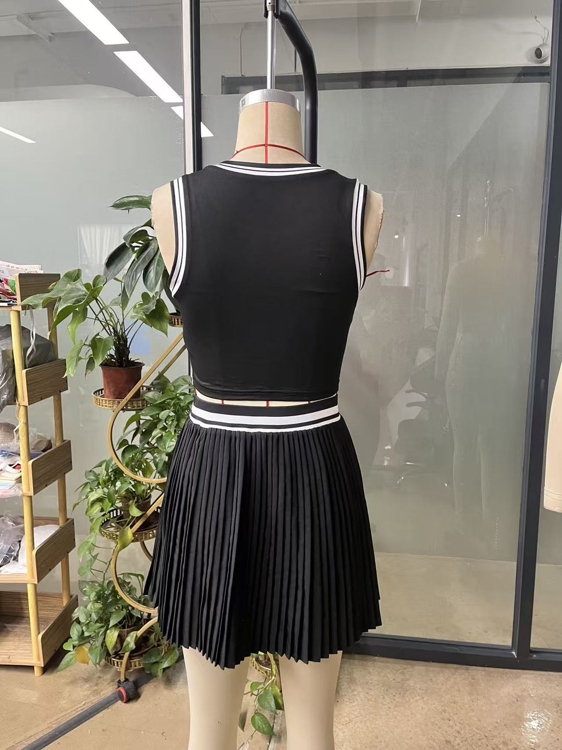 Women's Eco Bamboo Vest & Pleated Skirt Set