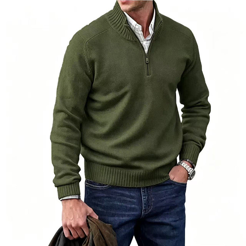 Multi‑Colored Warm Stand‑Up Collar Sweater – Perfect for Fall & Winter