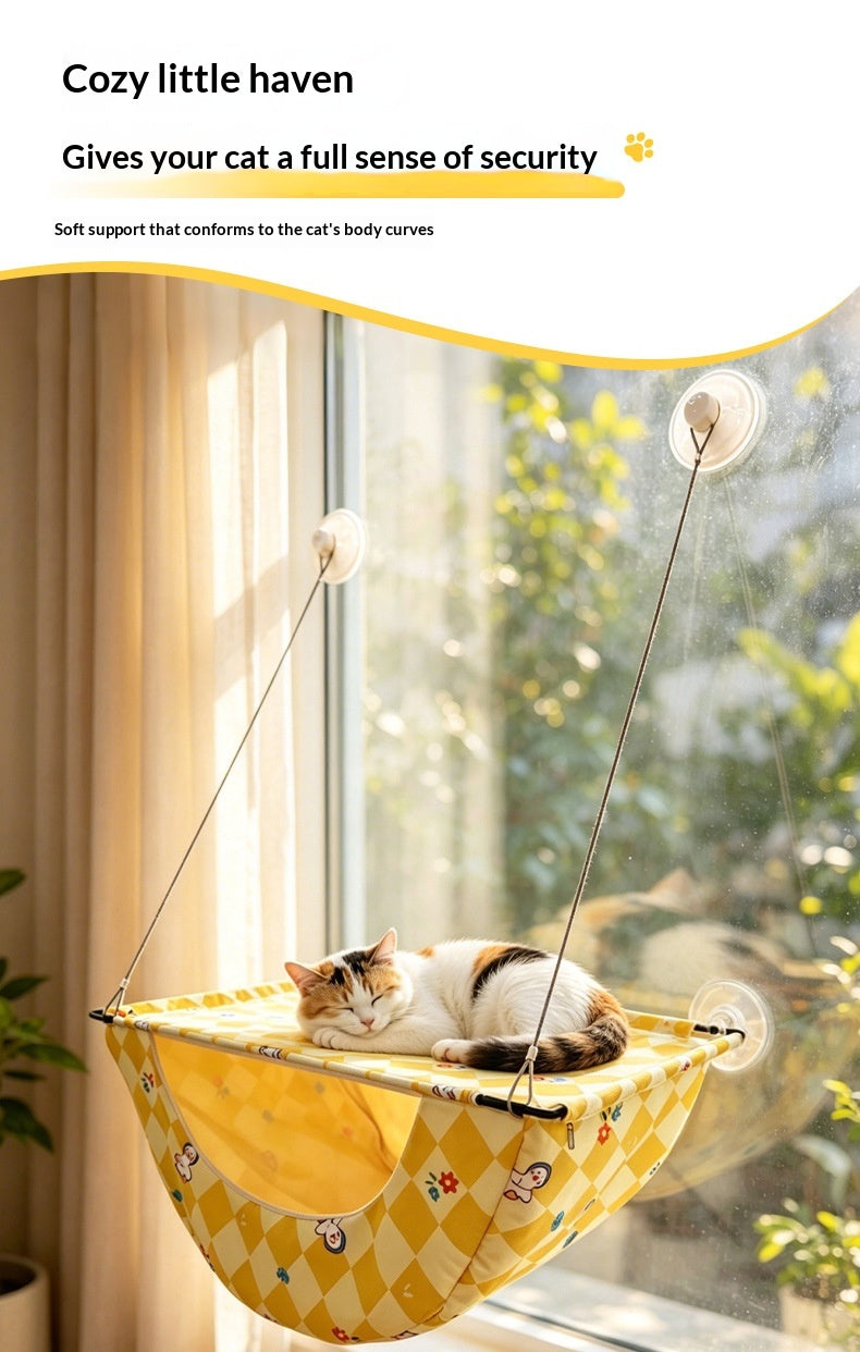 Compact Folding Cat Hammock Window Bed – Suction‑Cup Strong
