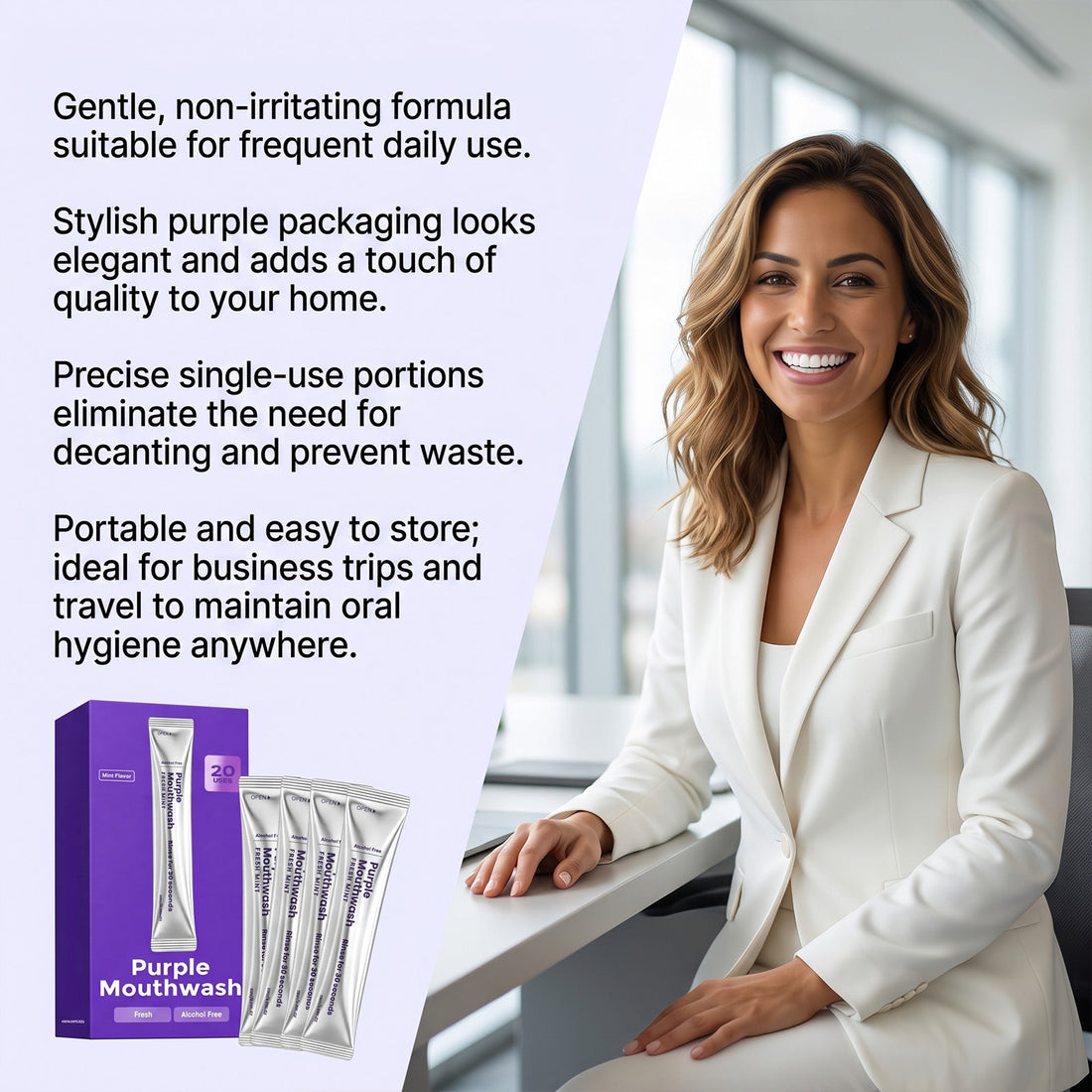 Portable Purple Mint Mouthwash for Fresh Breath