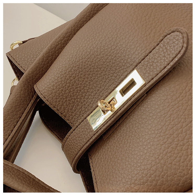 Retro Shoulder Messenger Bag – Textured Bucket Design