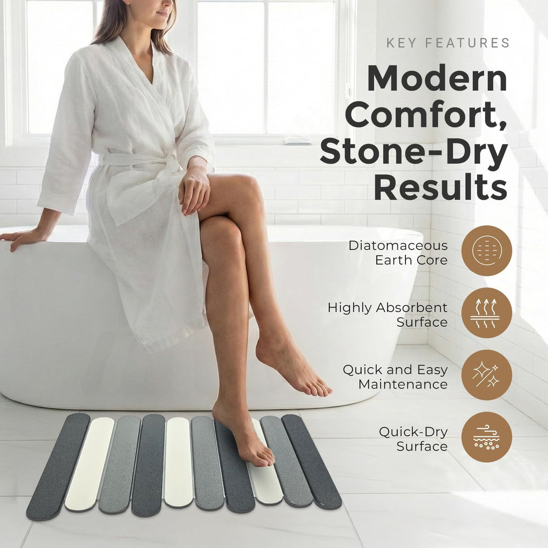 Portable Quick‑Drying Stone Floor Mat for Kitchen & Travel