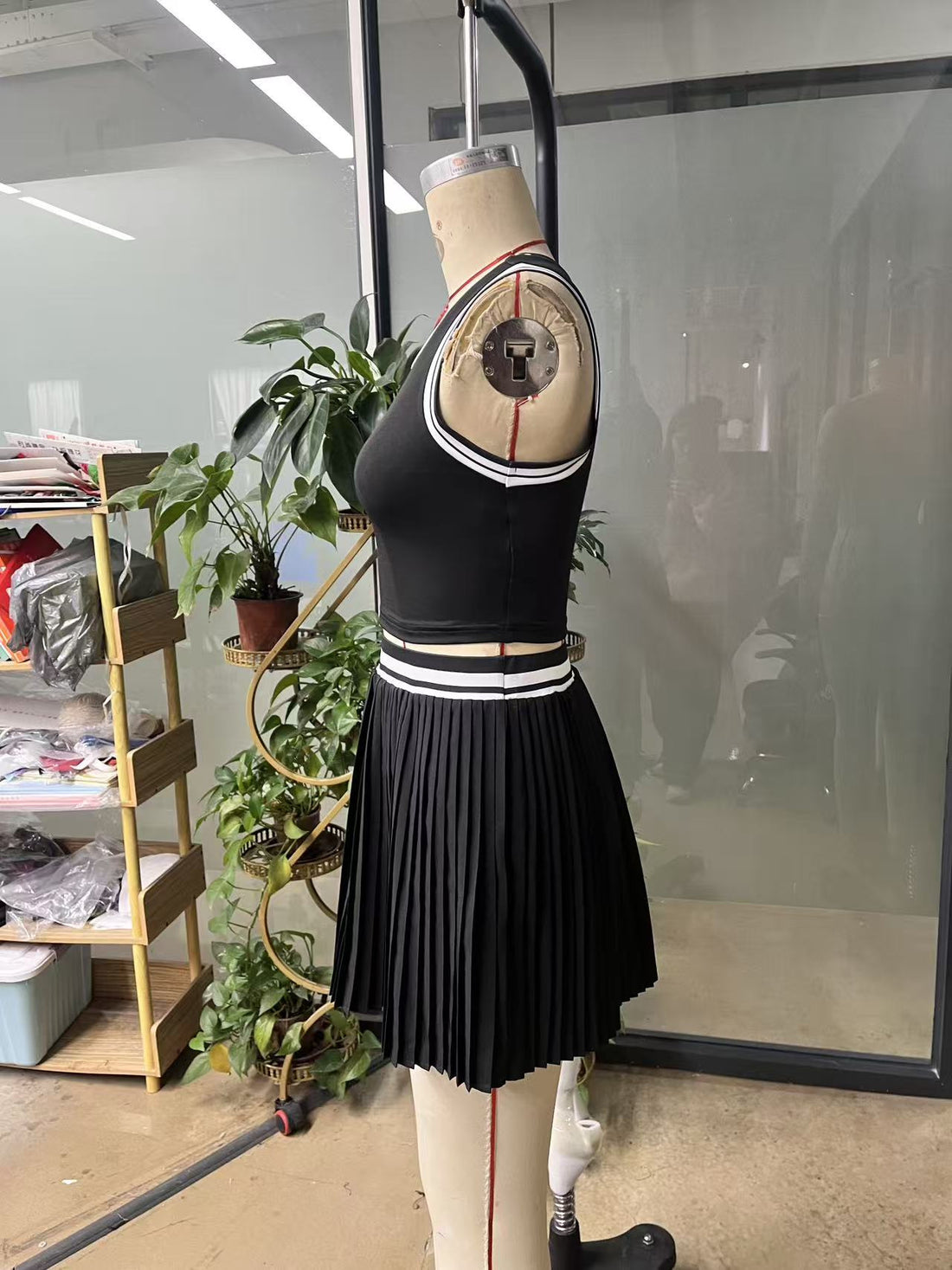 Women's Eco Bamboo Vest & Pleated Skirt Set