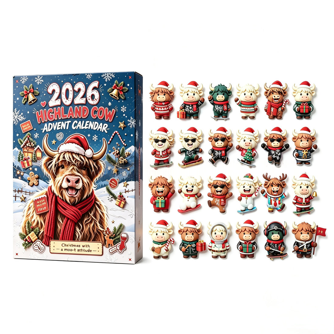 Advent Calendar for Your Desk: Highland Cow PVC