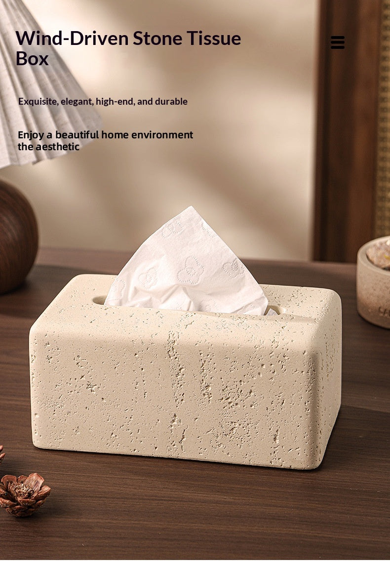 Elegant Limestone Tissue Box – Light Luxury for Living Rooms