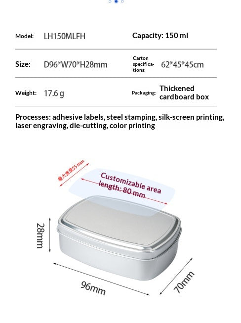 Portable Silicone Food Cover – 150ml Square Aluminum Box Handy Soap Box