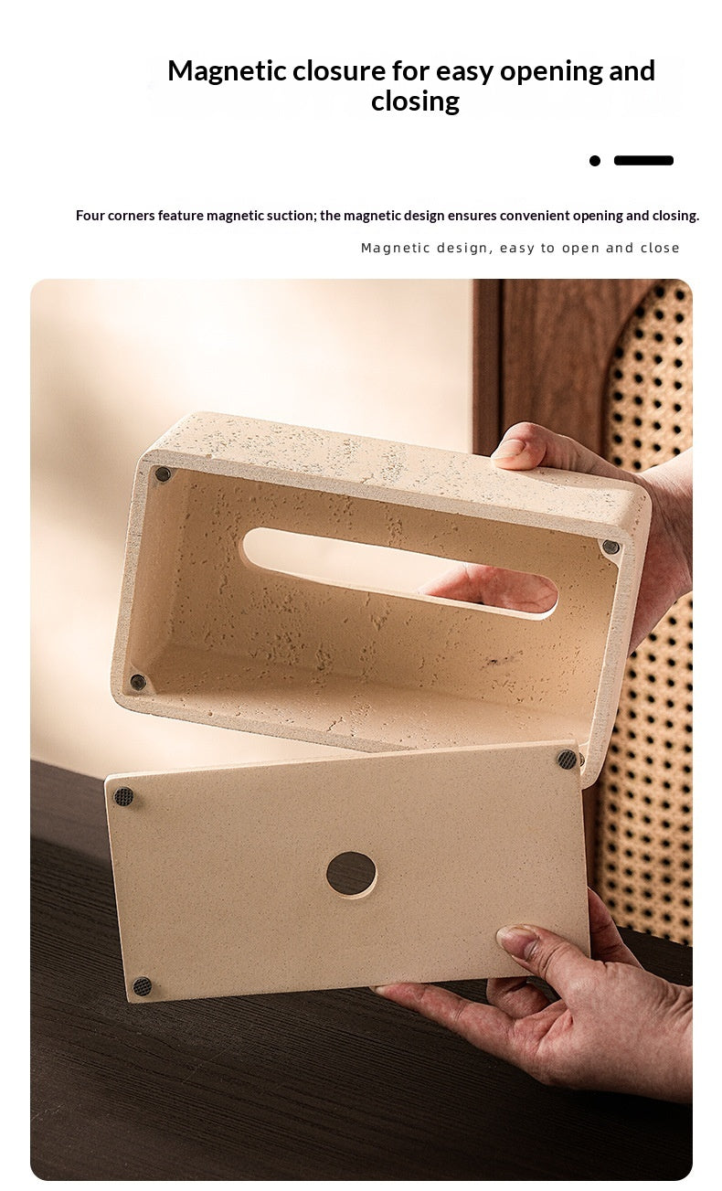 Elegant Limestone Tissue Box – Light Luxury for Living Rooms
