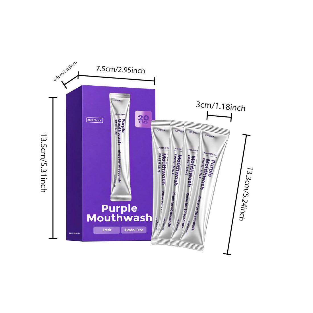 Portable Purple Mint Mouthwash for Fresh Breath