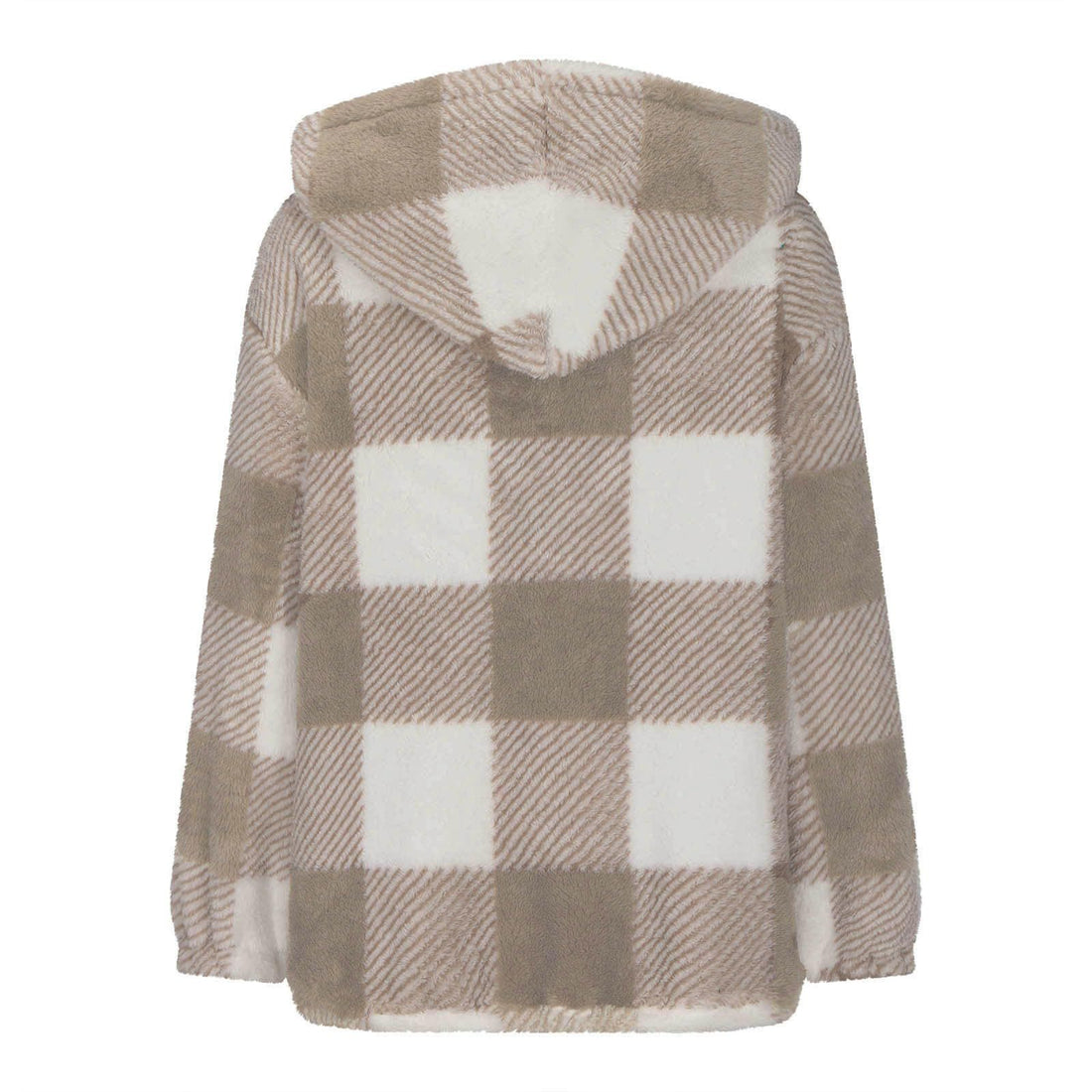 Elegant Plaid Long‑Sleeve Hooded Jacket – Cozy & Versatile