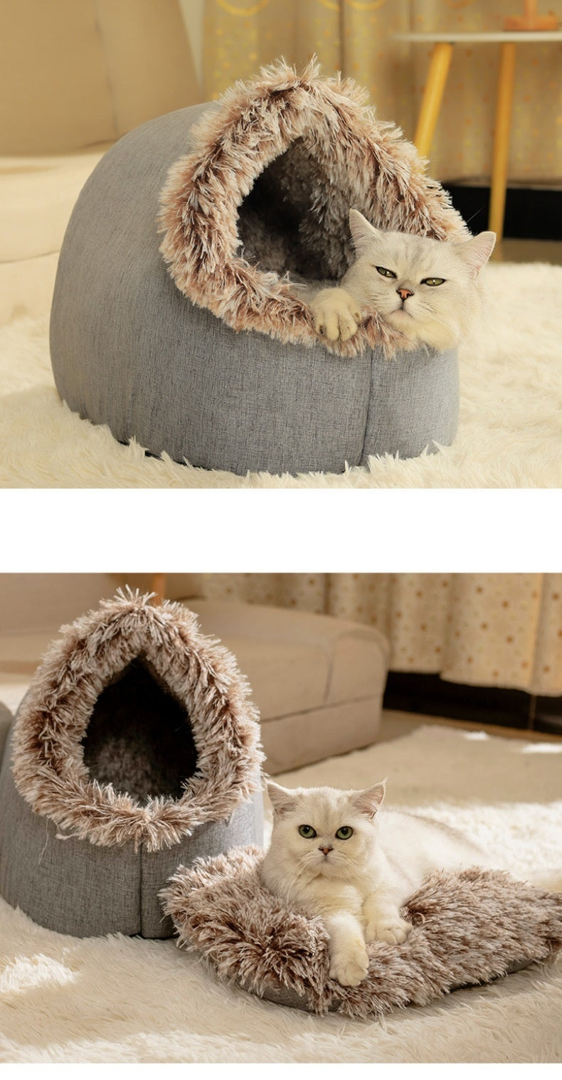 Cozy Compact Folding Picnic Blanket – Warm Cat Bed & House