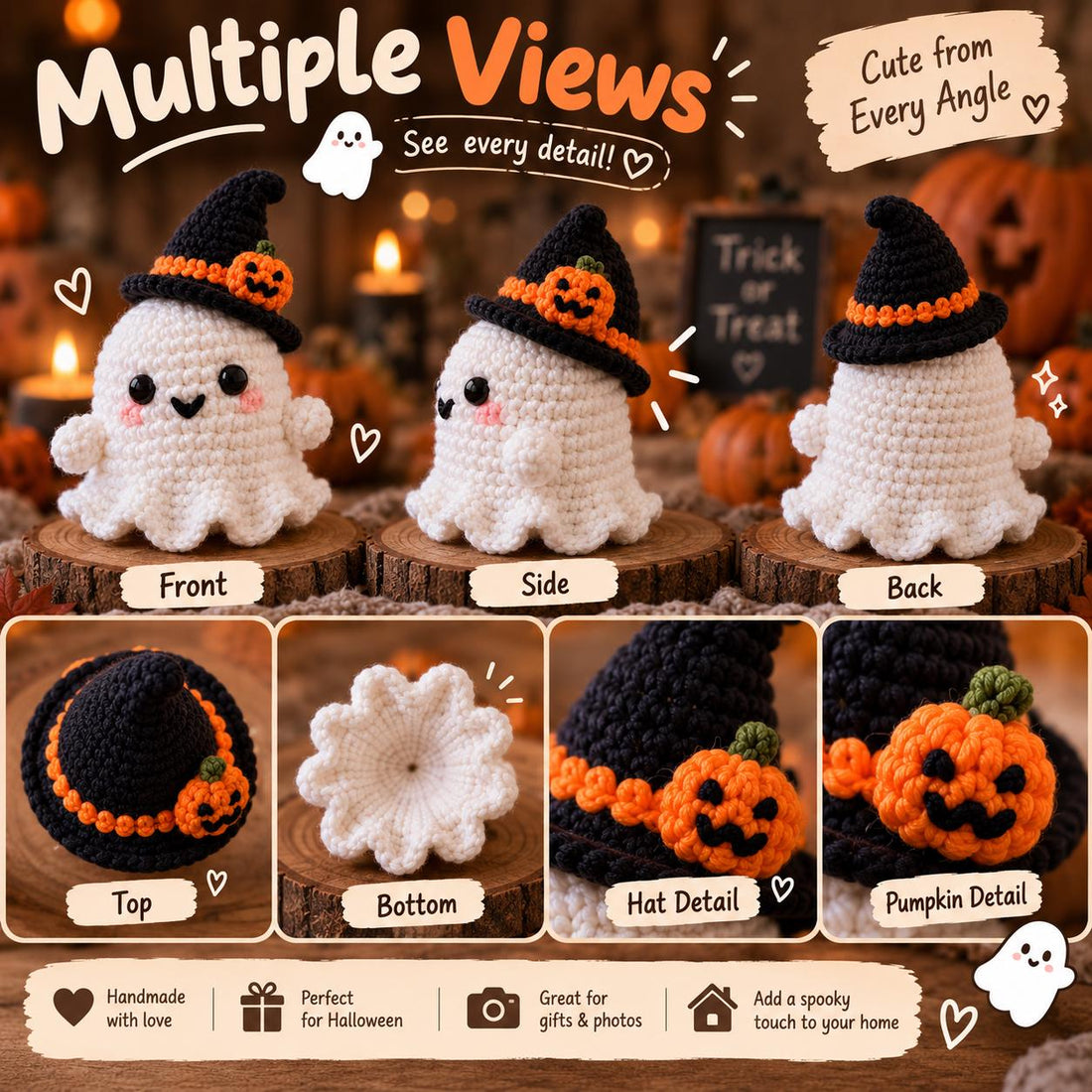 Beginner Halloween Ghost Amigurumi Crochet Pattern, Easy PDF Guide