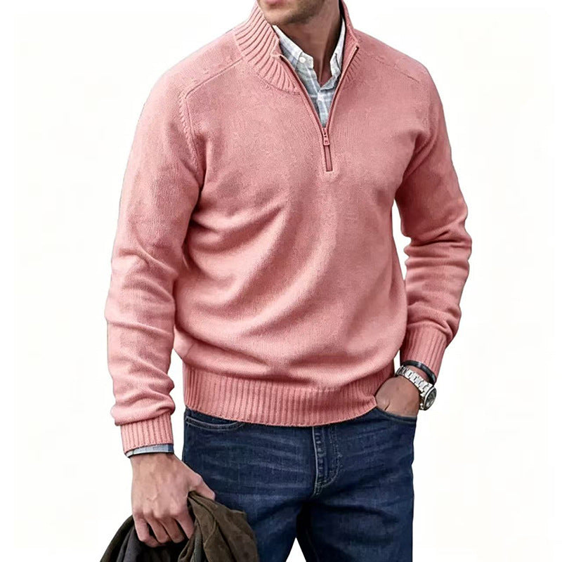 Multi‑Colored Warm Stand‑Up Collar Sweater – Perfect for Fall & Winter