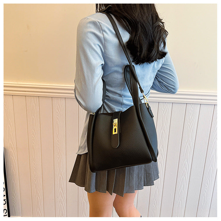 Retro Shoulder Messenger Bag – Textured Bucket Design