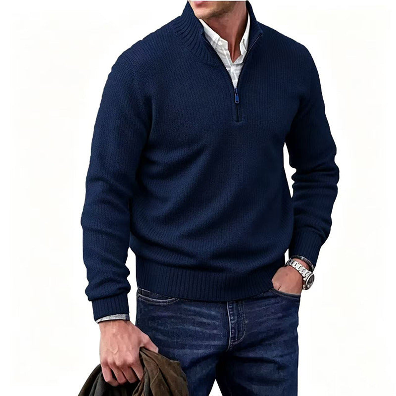 Multi‑Colored Warm Stand‑Up Collar Sweater – Perfect for Fall & Winter