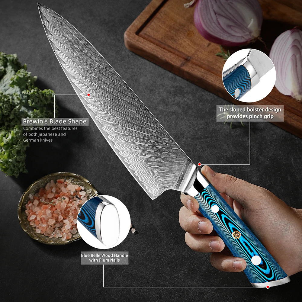 Compact Damascus Steel Chefs Knife – Pocket‑Ready Multi‑Tool