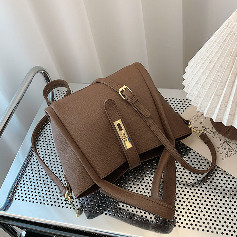 Retro Shoulder Messenger Bag – Textured Bucket Design