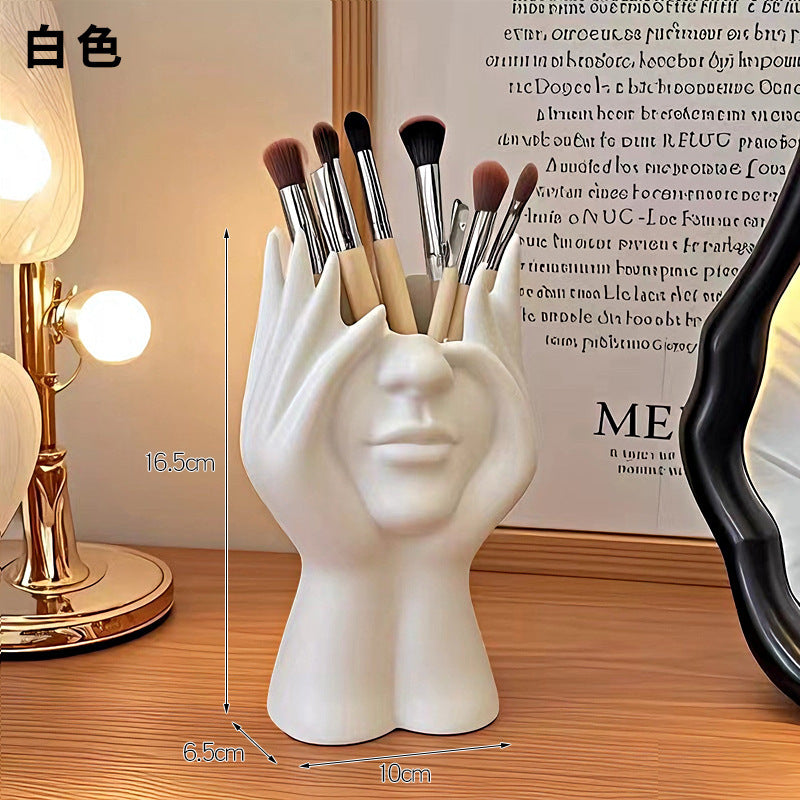 Creative Face‑Shaped Makeup Brush Holder & Portable Magnetic Phone Stand