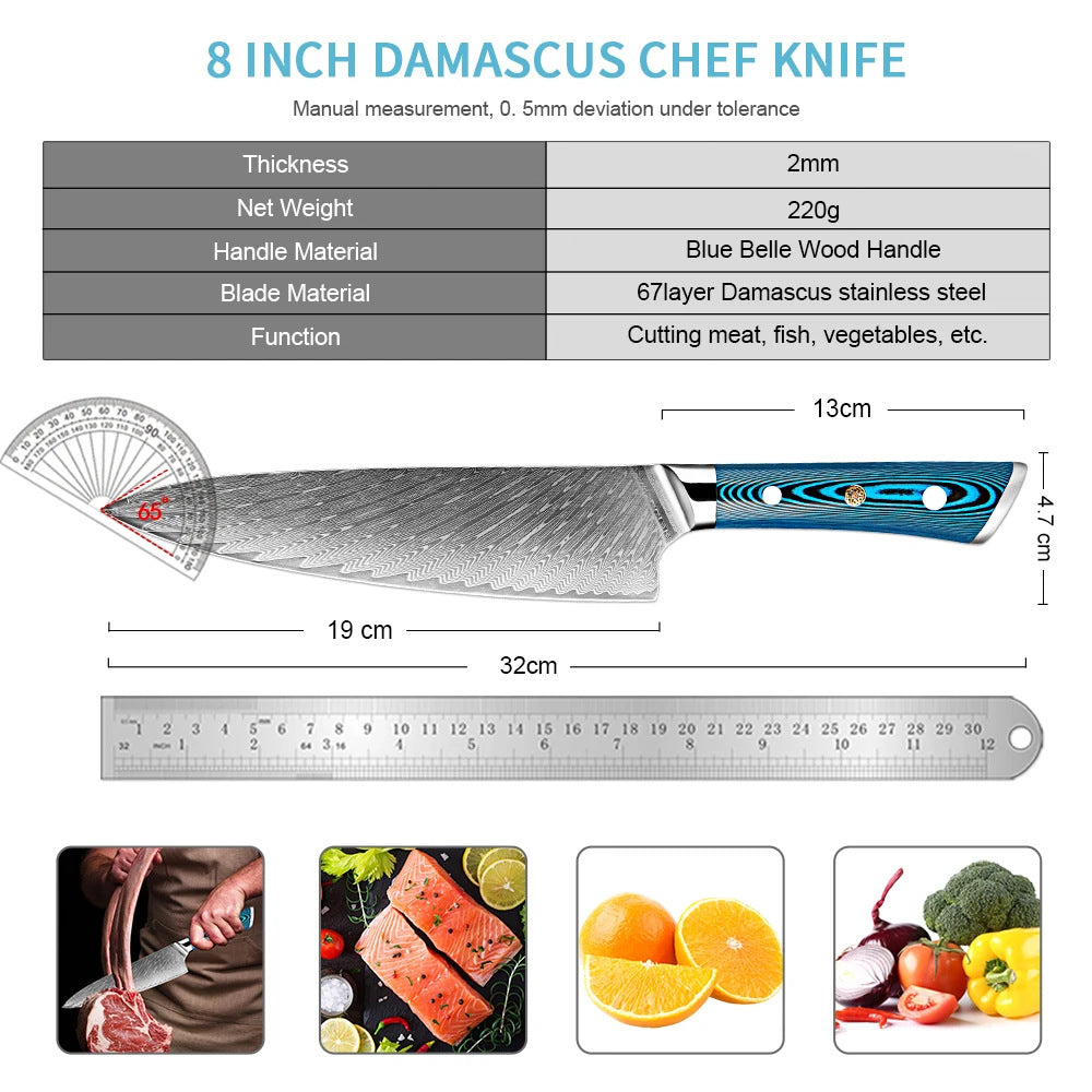 Compact Damascus Steel Chefs Knife – Pocket‑Ready Multi‑Tool