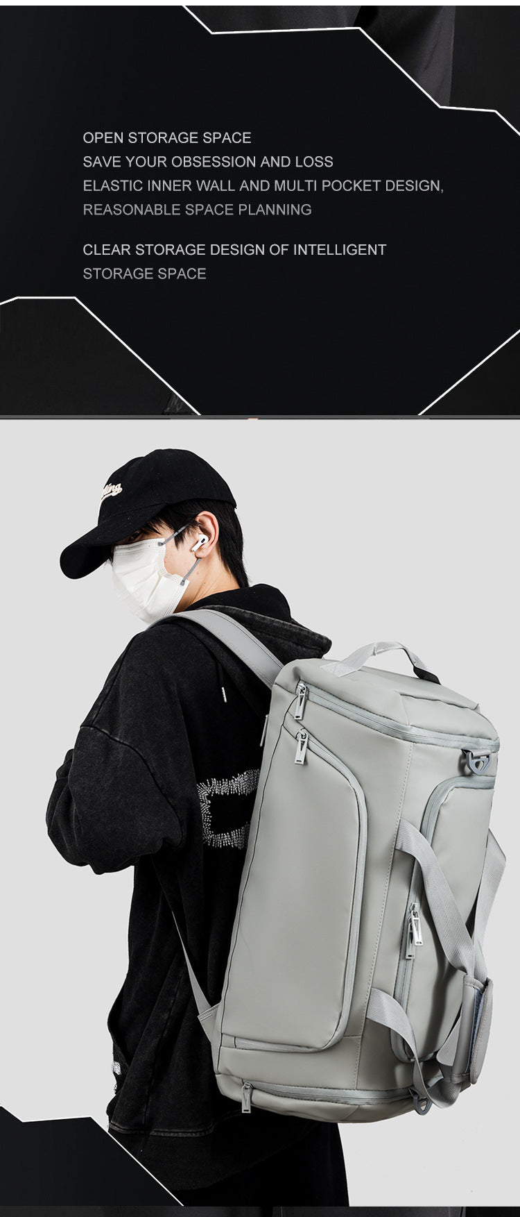 Large Capacity Waterproof Backpack with Dry/Wet Compartments
