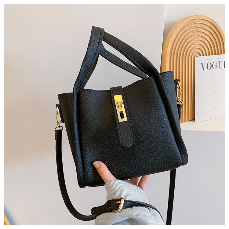 Retro Shoulder Messenger Bag – Textured Bucket Design