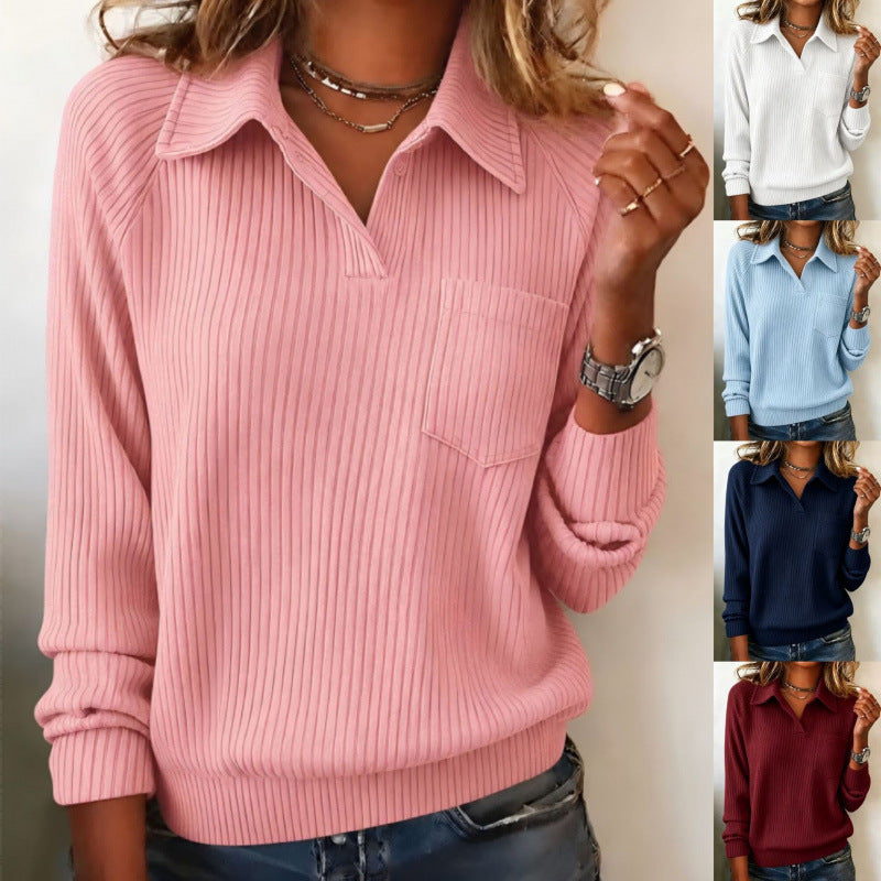 Vertical Striped Lapel Shirt – Loose Long Sleeve Casual Print