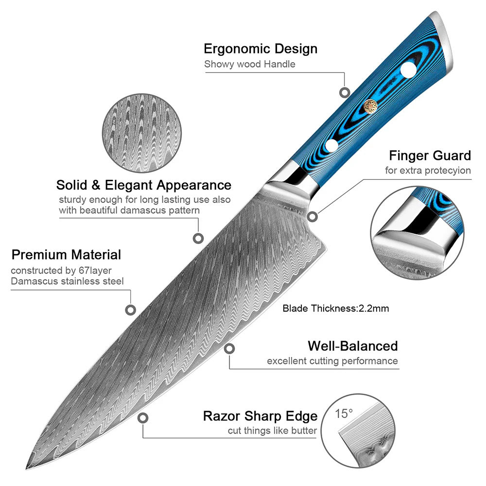 Compact Damascus Steel Chefs Knife – Pocket‑Ready Multi‑Tool