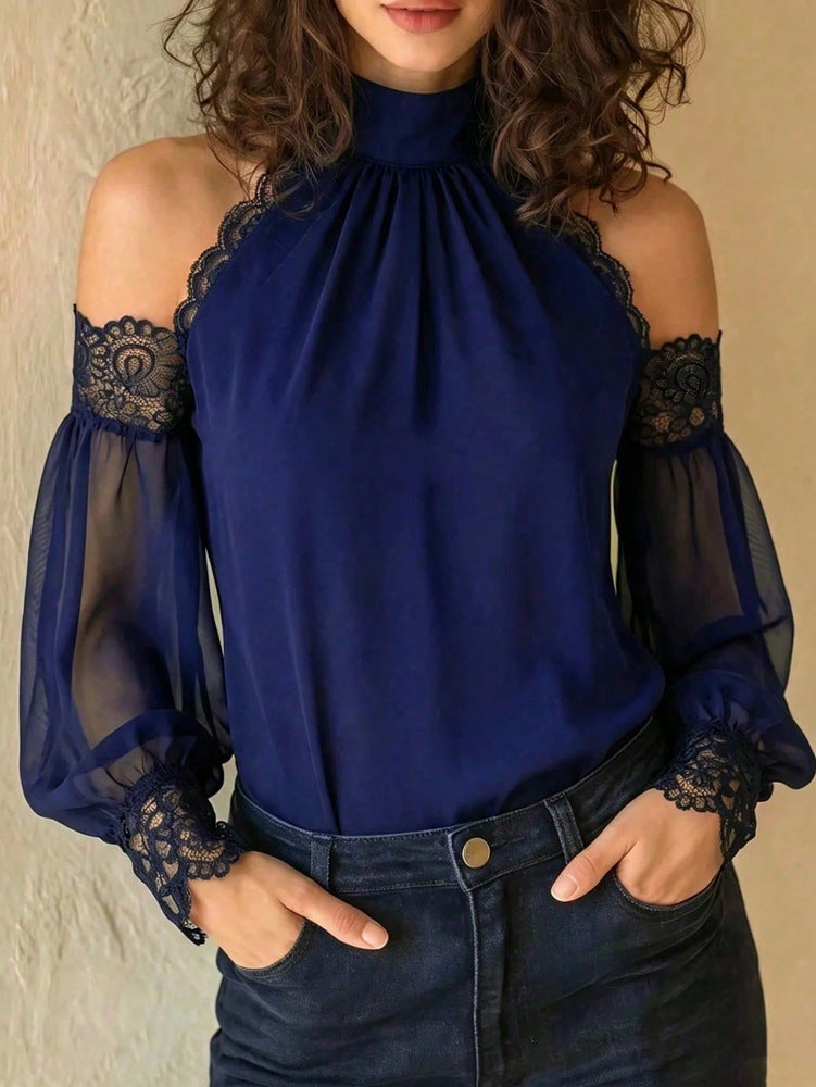 Portable Camping Lantern Sleeve Blouse – Loose Fit, Long Sleeve Top
