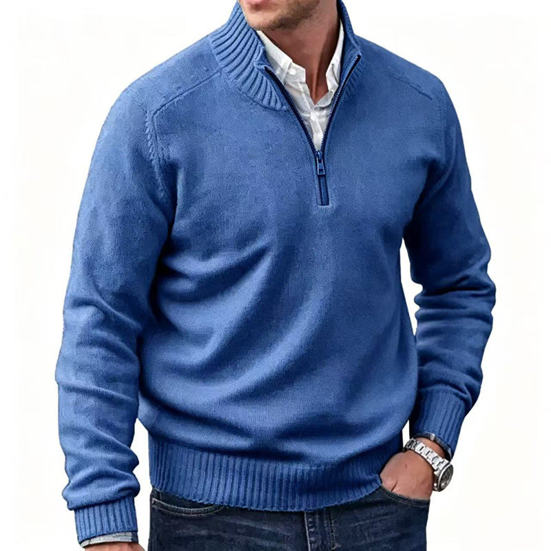Multi‑Colored Warm Stand‑Up Collar Sweater – Perfect for Fall & Winter