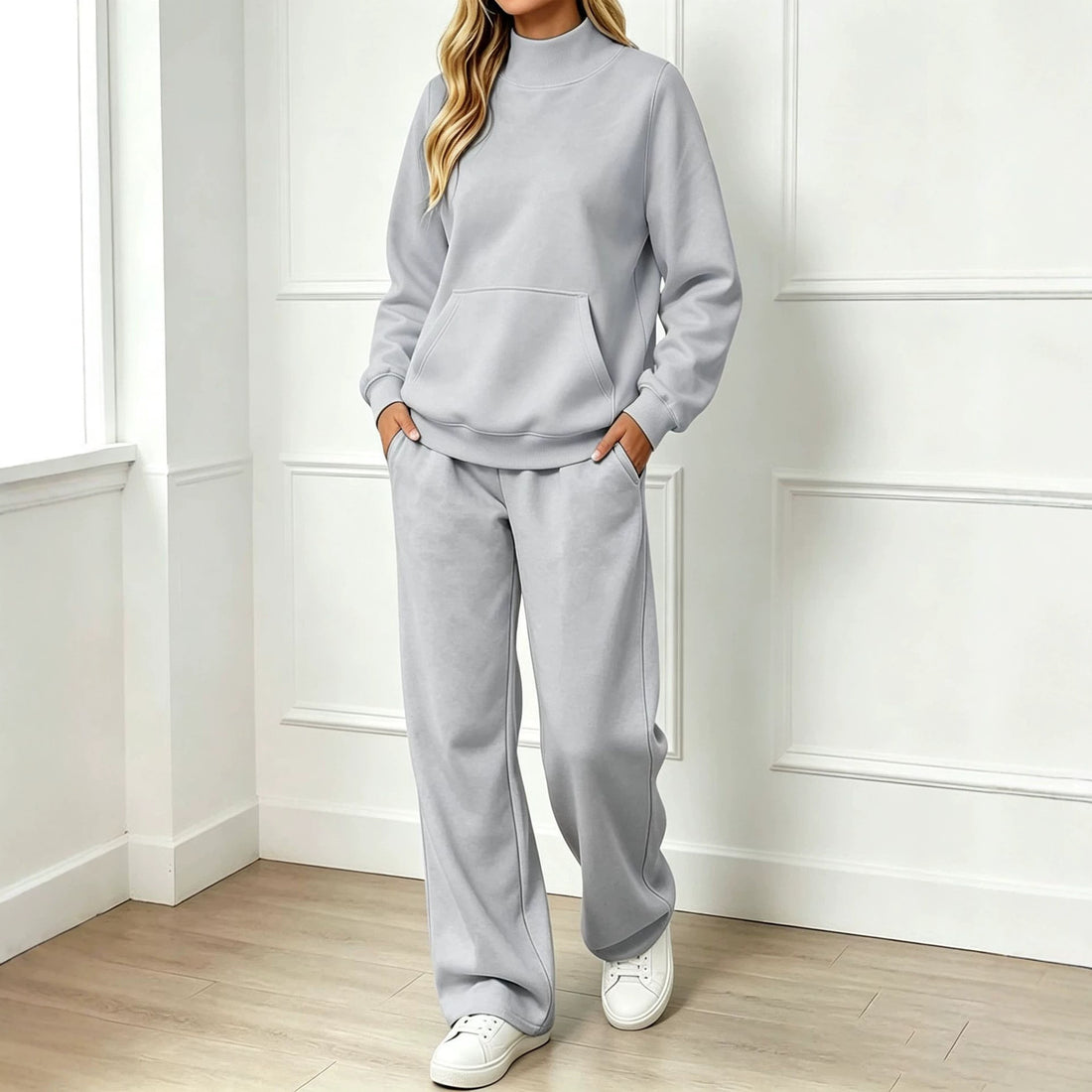 Cozy Fall Winter Mock‑Neck Sweatshirt Set