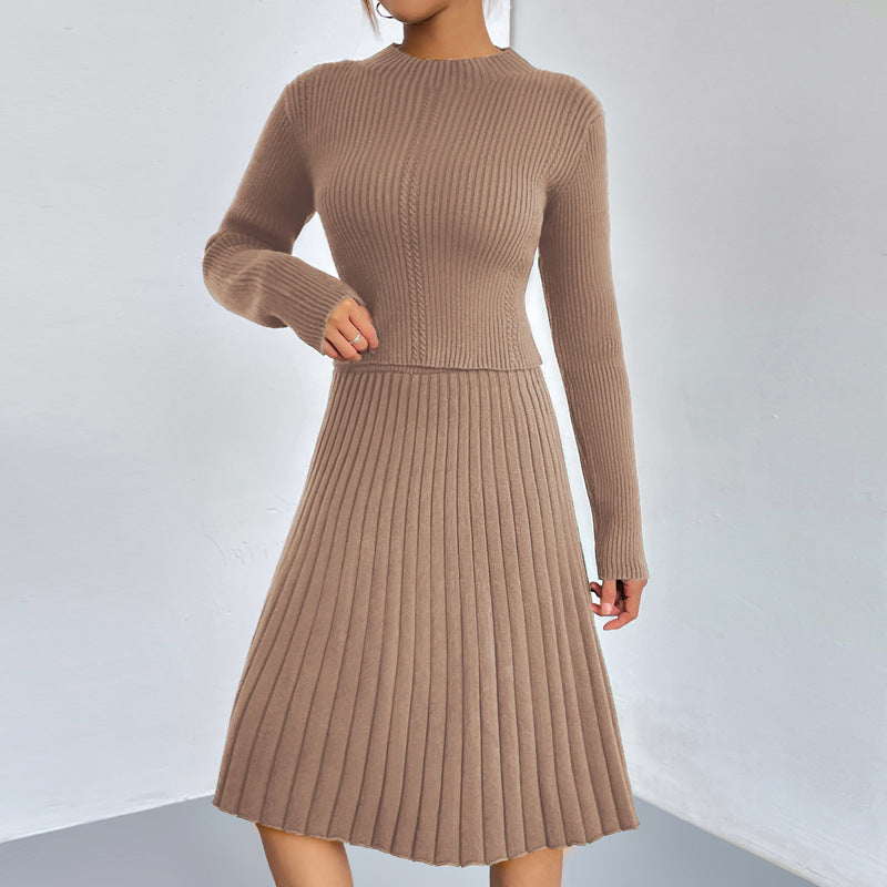 Solid-Color Letter-Print Skirt & Sweater Set – Chic, Versatile, Everyday