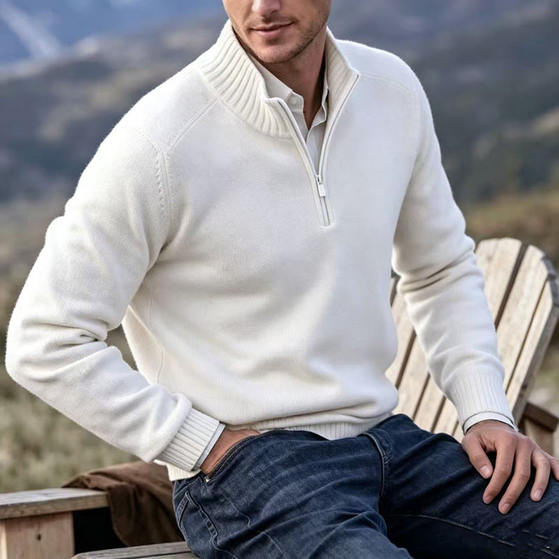 Multi‑Colored Warm Stand‑Up Collar Sweater – Perfect for Fall & Winter