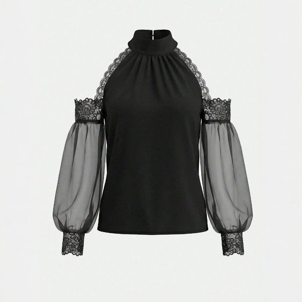 Portable Camping Lantern Sleeve Blouse – Loose Fit, Long Sleeve Top