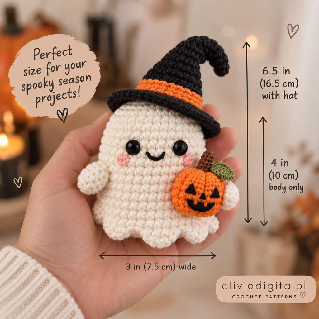 Halloween ghost Crochet pattern, witch Ghost with Hats,  Amigurumi, digital Tutorial, Decoration, Gift