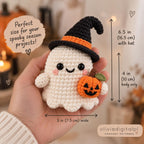 Halloween ghost Crochet pattern, witch Ghost with Hats,  Amigurumi, digital Tutorial, Decoration, Gift