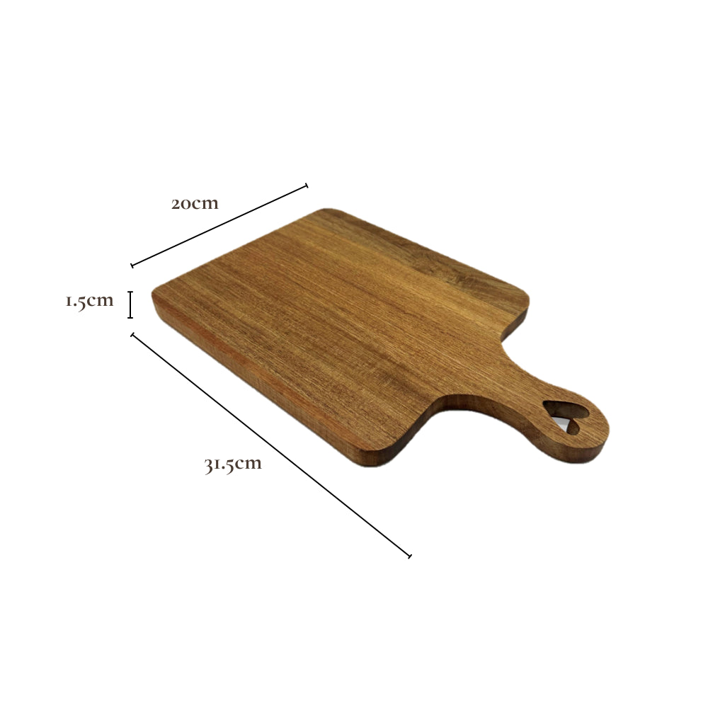 Elegant Heart‑Handle Acacia Serving Tray – Multi‑Purpose Wood Paddle Board