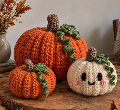 Patron PDF de trio de citrouilles au crochet | Décoration d'automne