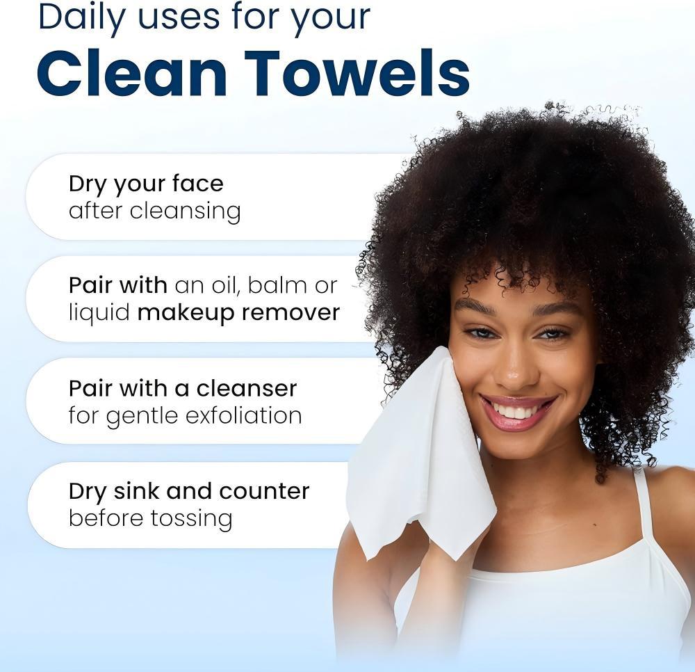 Portable 50-Pack Disposable Soft Cotton Facial Cleansing Wipes