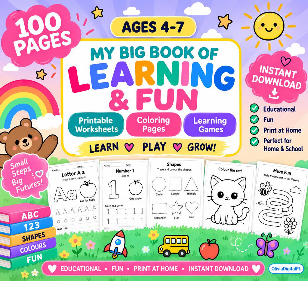 My big book of Learning & Fun, Kids book, Activities, numbers, colors, Animals, Preschool (Digital)