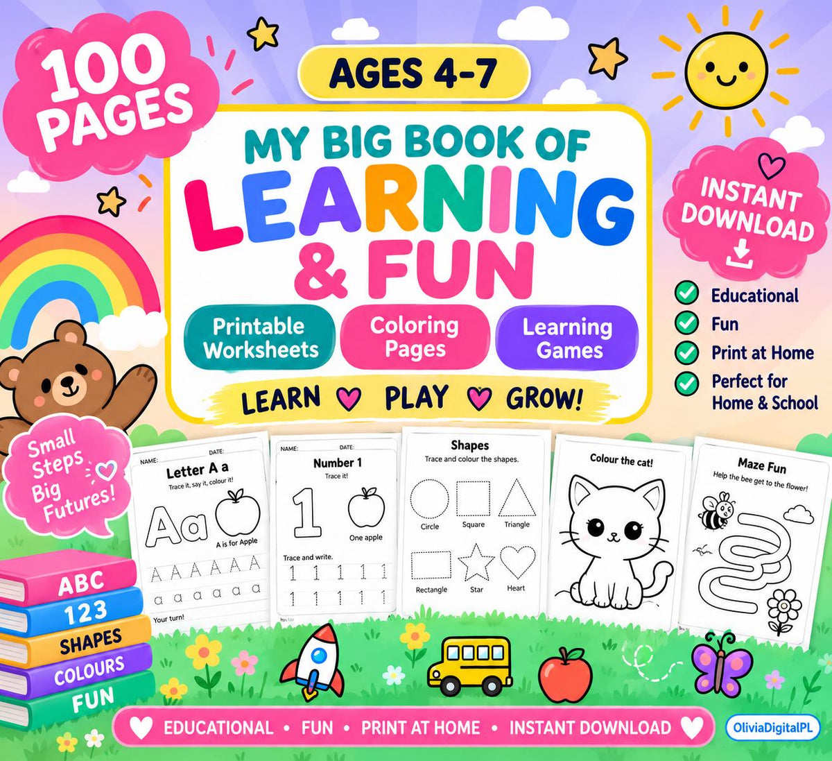 My big book of Learning & Fun, Kids book, Activities, numbers, colors, Animals, Preschool (Digital)