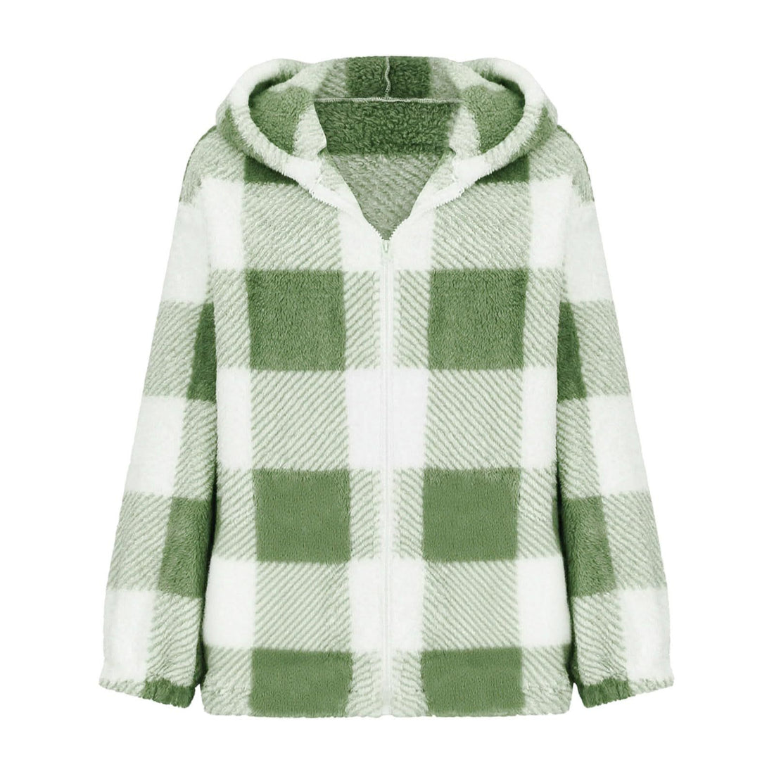 Elegant Plaid Long‑Sleeve Hooded Jacket – Cozy & Versatile