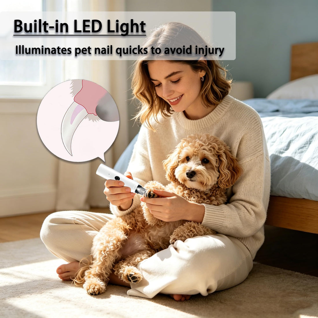 Dog Nail Grinder with LED Lights – 2‑Speed Pet Nail Grinder
