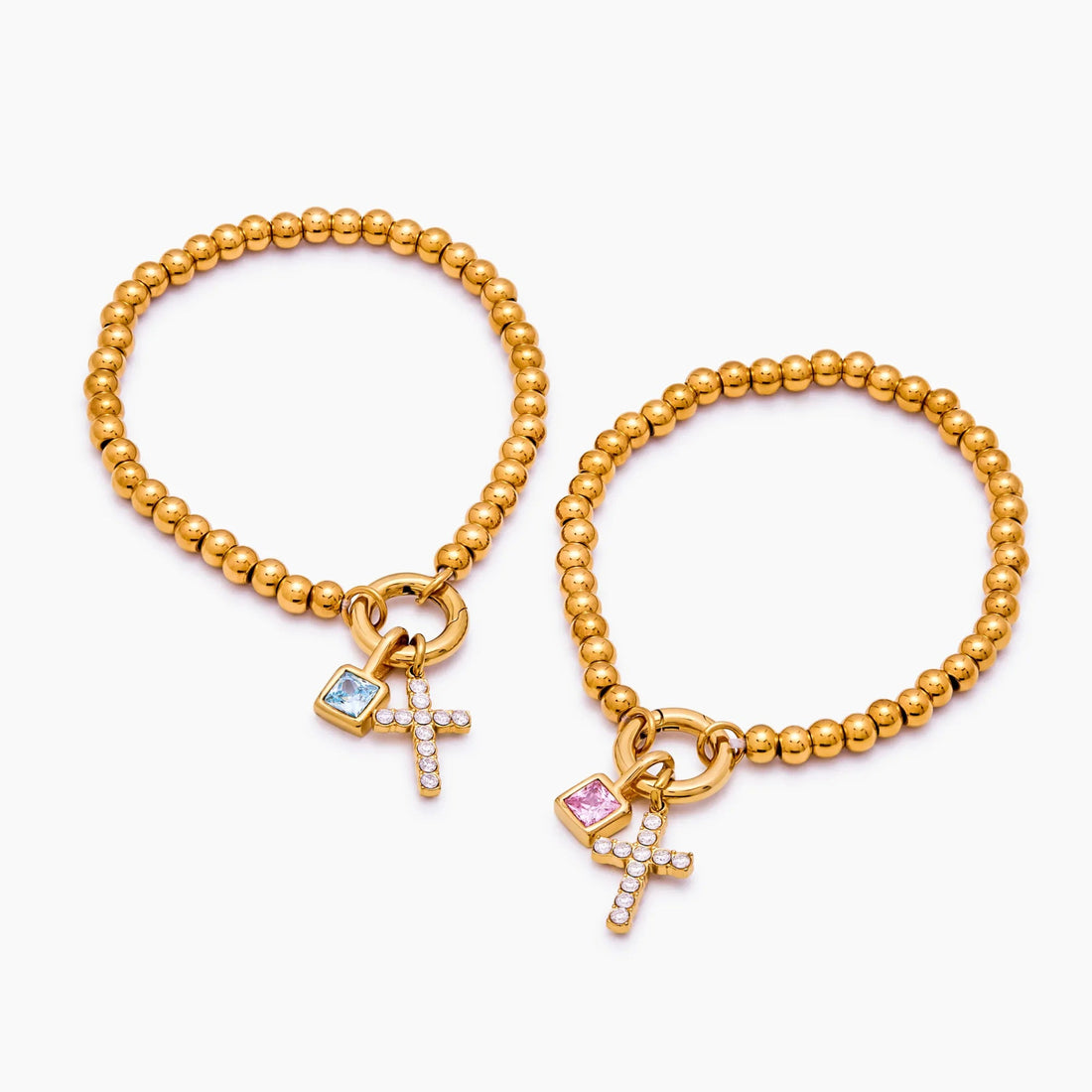 Stainless Steel 18K Vacuum Plated Round Bead Bracelet