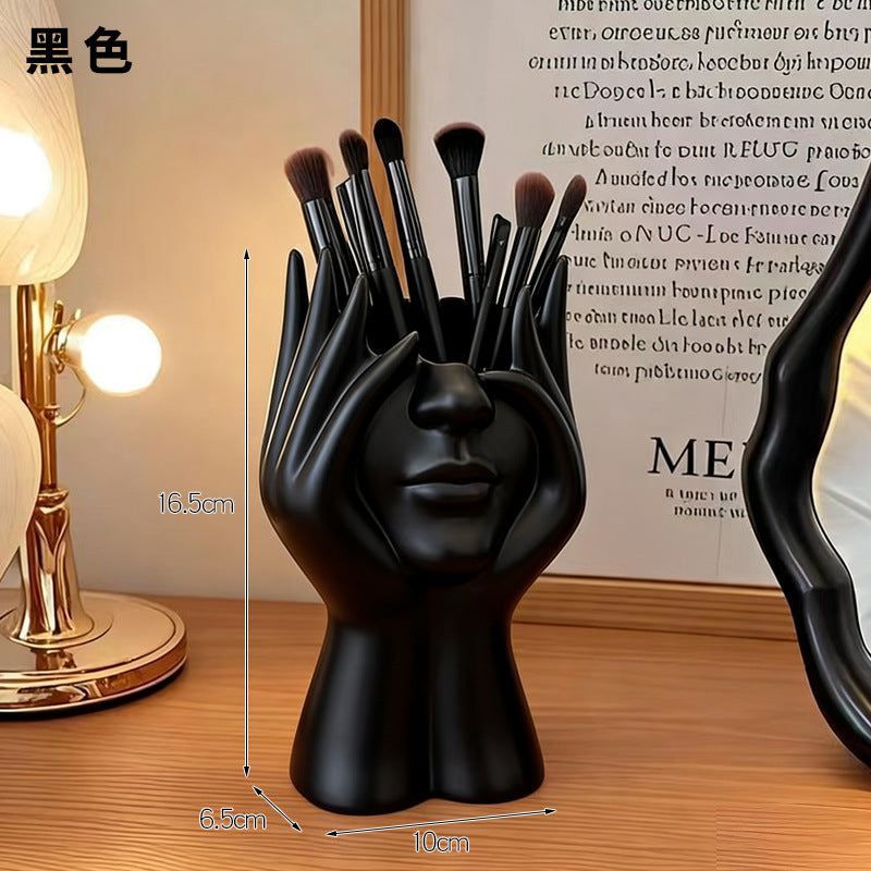Creative Face‑Shaped Makeup Brush Holder & Portable Magnetic Phone Stand