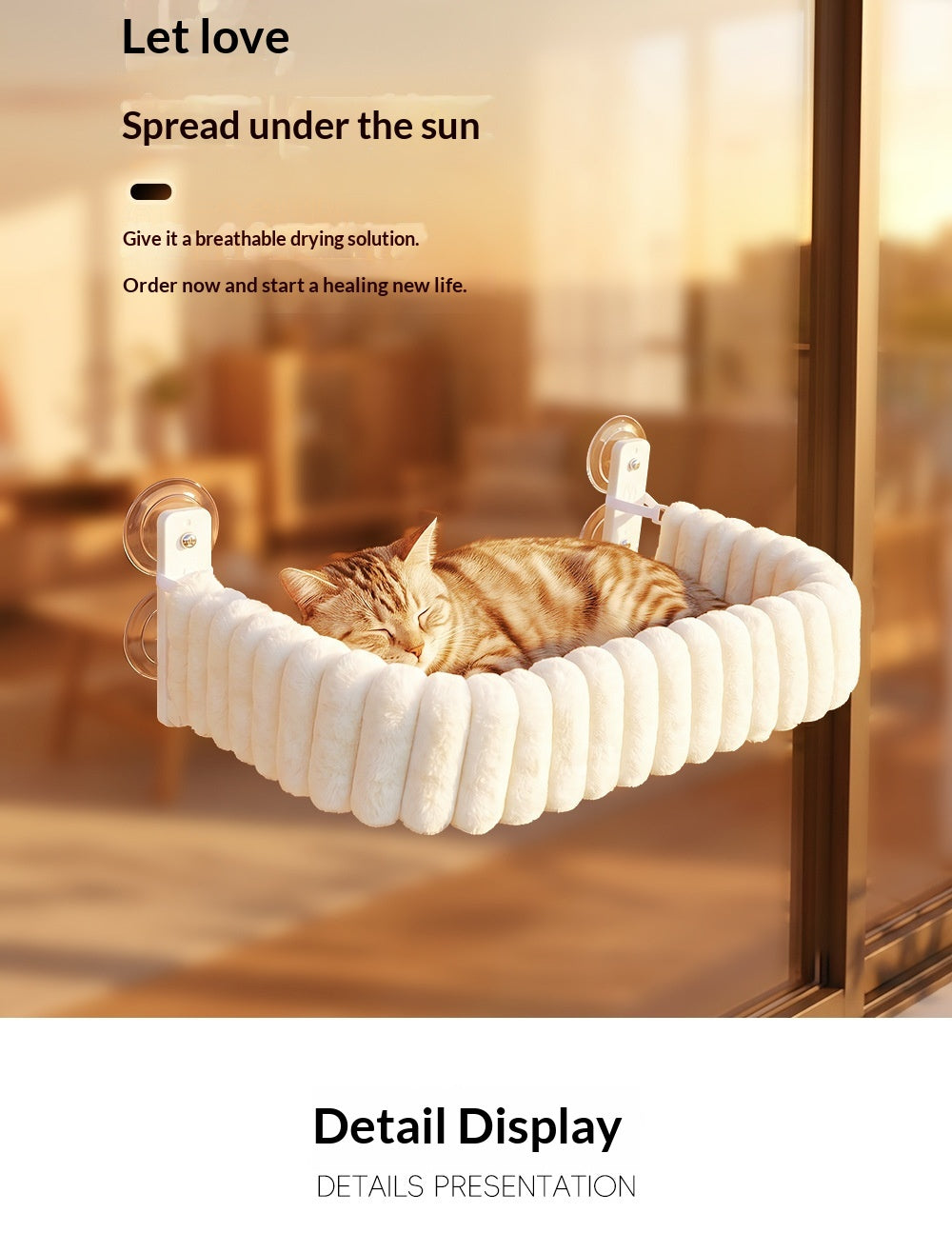 Hanging Suction-Cup Plush Cat Hammock